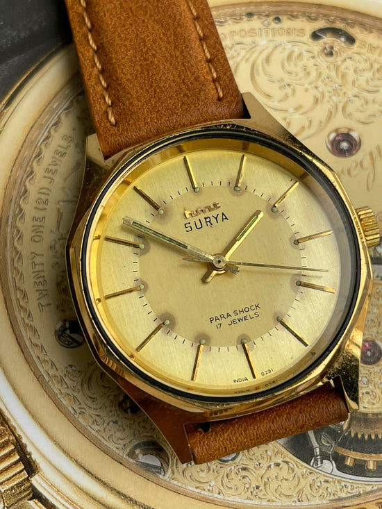 Order Vintage Hmt Surya Golden Dial Mechanical Handwinding 17Jewels Wrist  Watch⌚️💛 Online From Vintagepluswatches ,DELHI